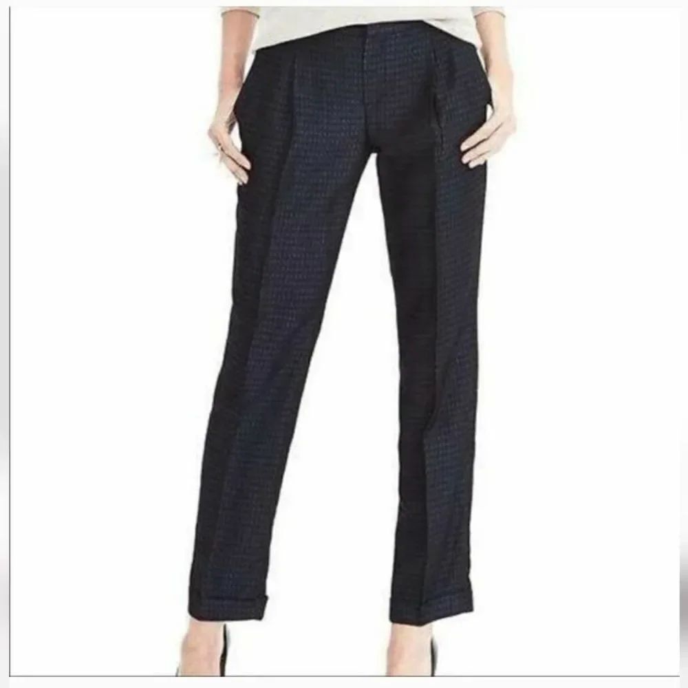 Banana Republic Avery Mid Rise Cropped Leg Shine Pleated Pants sz 8P